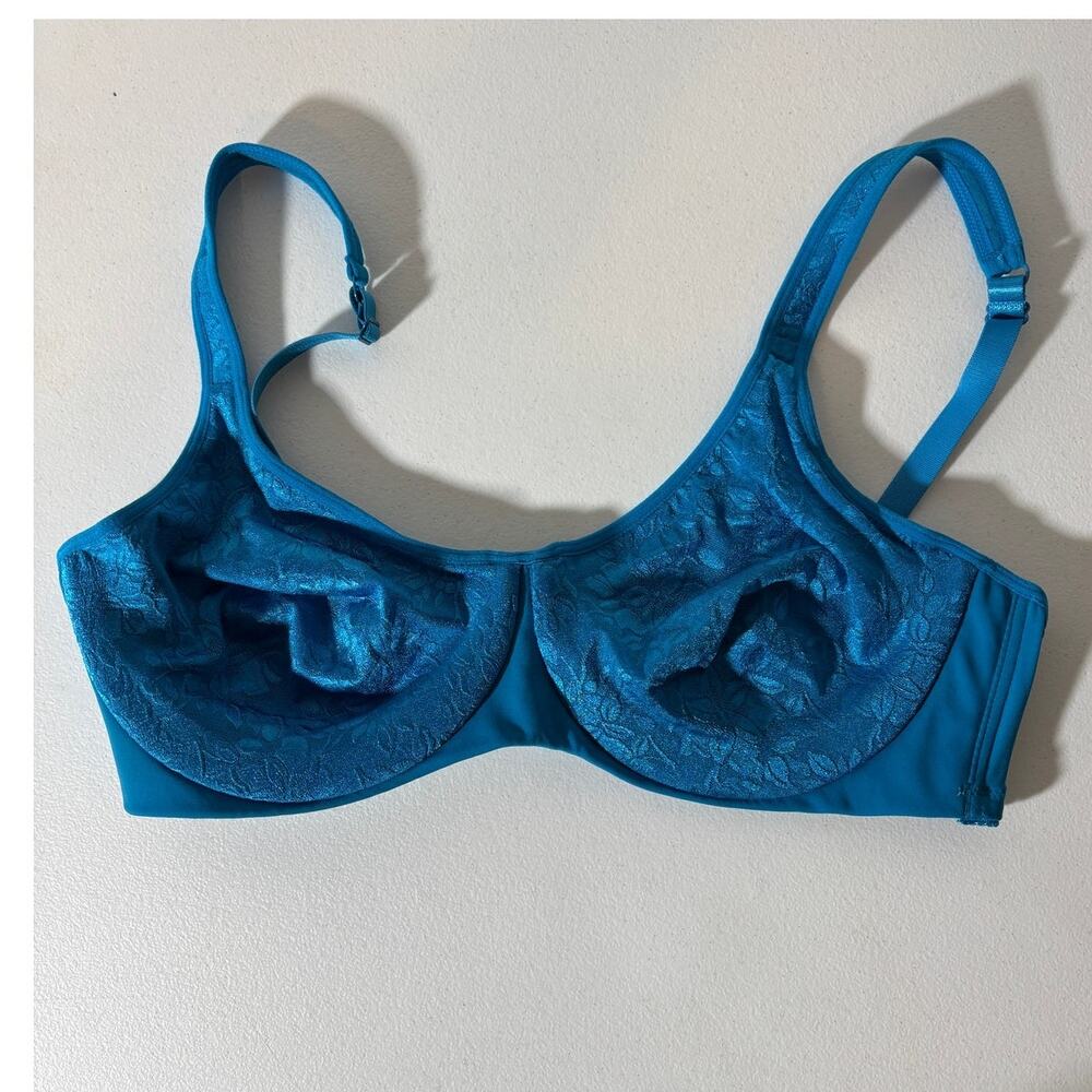 Delta Burke Size 40D Blue Underwire Non-Padded Full Coverage Minimizer Bra
